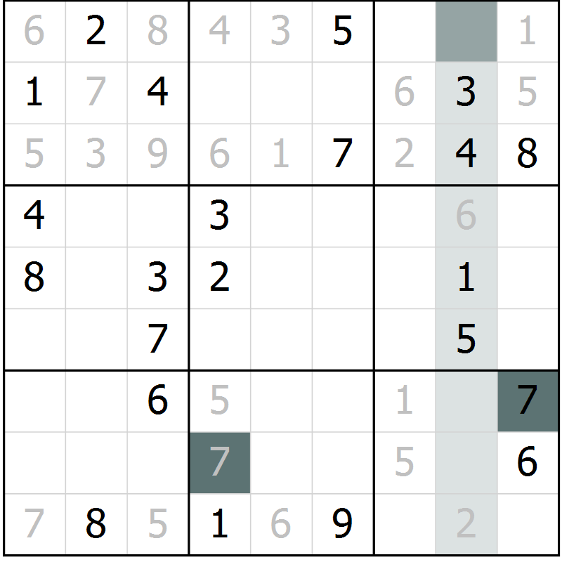 Position des candidats pour la solution de la Gr 28 page 30 du magazine de sudoku Expert n° 019