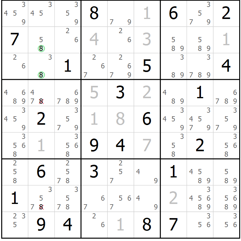 Position des candidats pour la solution de la Gr 29 page 31 du magazine de sudoku Expert n° 019