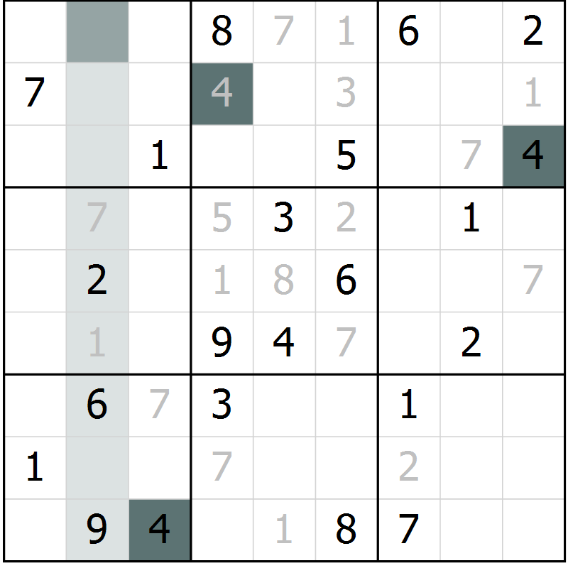 Position des candidats pour la solution de la Gr 29 page 31 du magazine de sudoku Expert n° 019