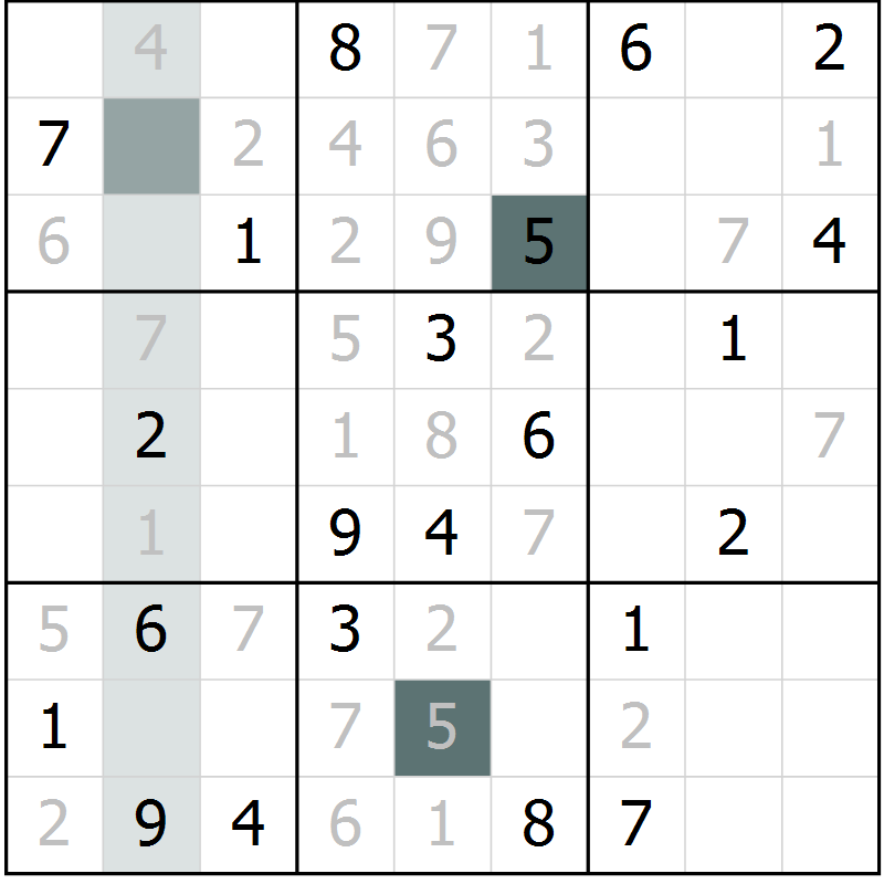 Position des candidats pour la solution de la Gr 29 page 31 du magazine de sudoku Expert n° 019