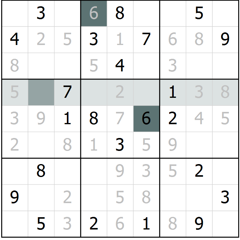 Position des candidats pour la solution de la Gr 3 page 5 du magazine de sudoku Expert n° 019