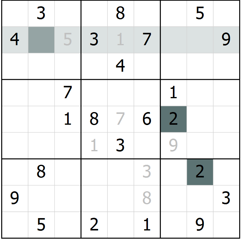 Position des candidats pour la solution de la Gr 3 page 5 du magazine de sudoku Expert n° 019