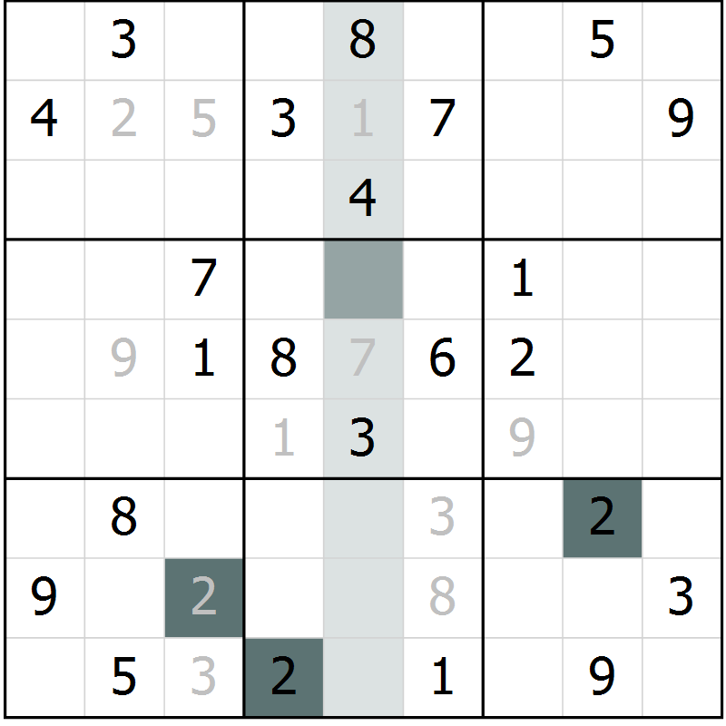 Position des candidats pour la solution de la Gr 3 page 5 du magazine de sudoku Expert n° 019