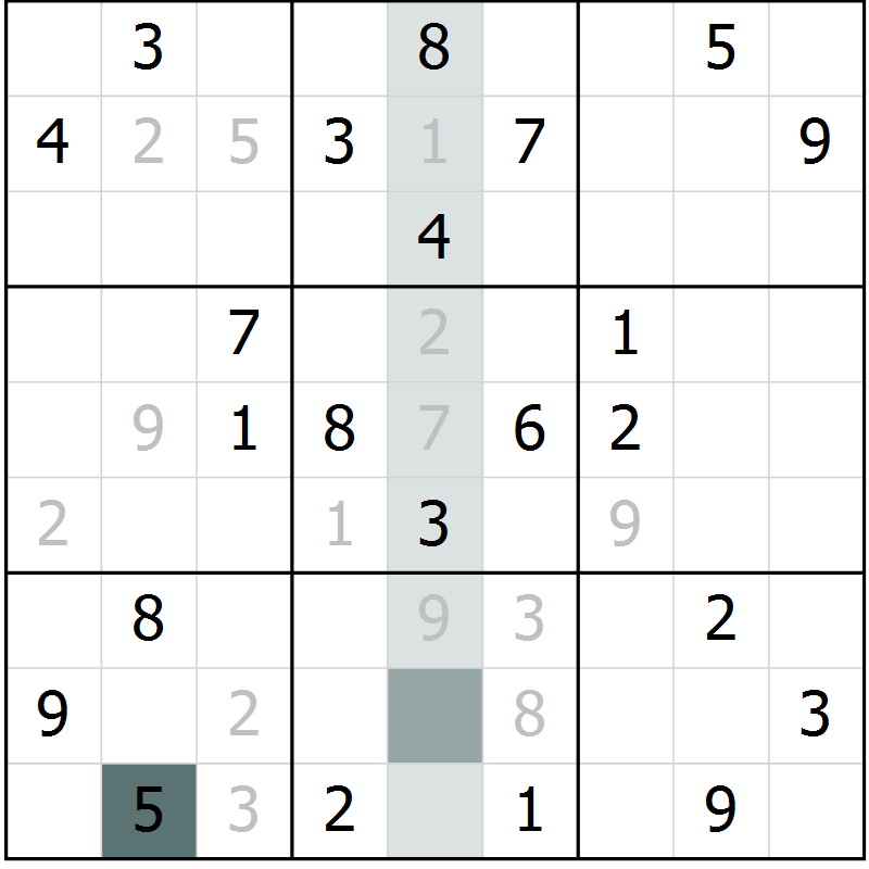 Position des candidats pour la solution de la Gr 3 page 5 du magazine de sudoku Expert n° 019