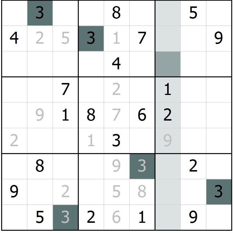 Position des candidats pour la solution de la Gr 3 page 5 du magazine de sudoku Expert n° 019