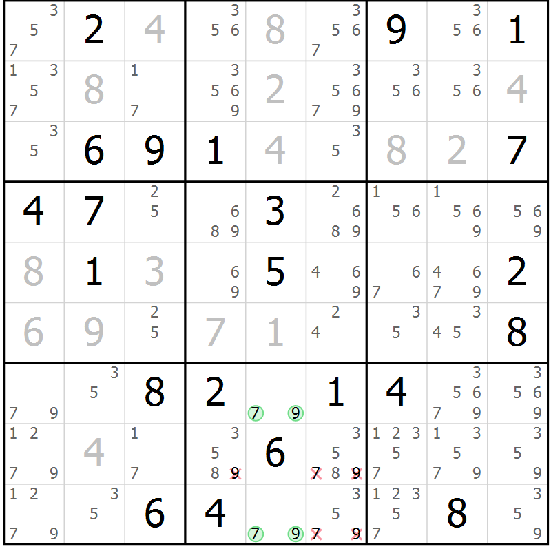 Position des candidats pour la solution de la Gr 30 page 32 du magazine de sudoku Expert n° 019