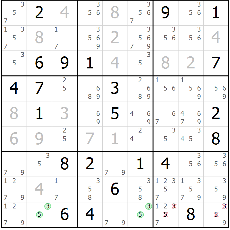 Position des candidats pour la solution de la Gr 30 page 32 du magazine de sudoku Expert n° 019