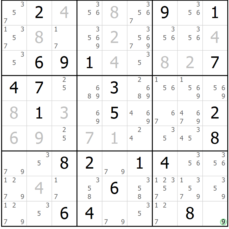 Position des candidats pour la solution de la Gr 30 page 32 du magazine de sudoku Expert n° 019