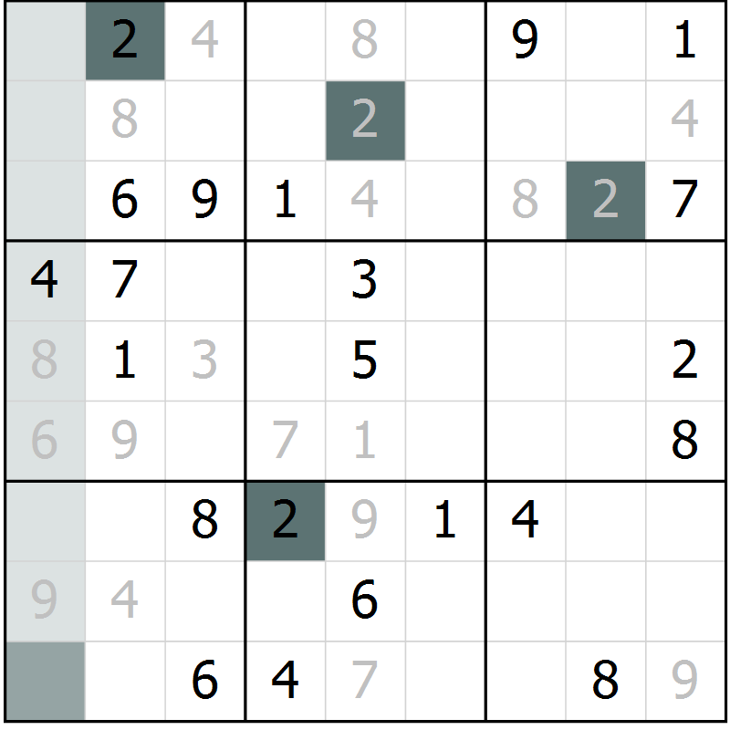 Position des candidats pour la solution de la Gr 30 page 32 du magazine de sudoku Expert n° 019