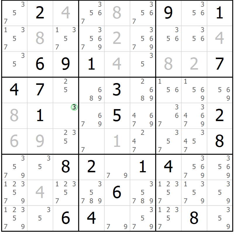 Position des candidats pour la solution de la Gr 30 page 32 du magazine de sudoku Expert n° 019