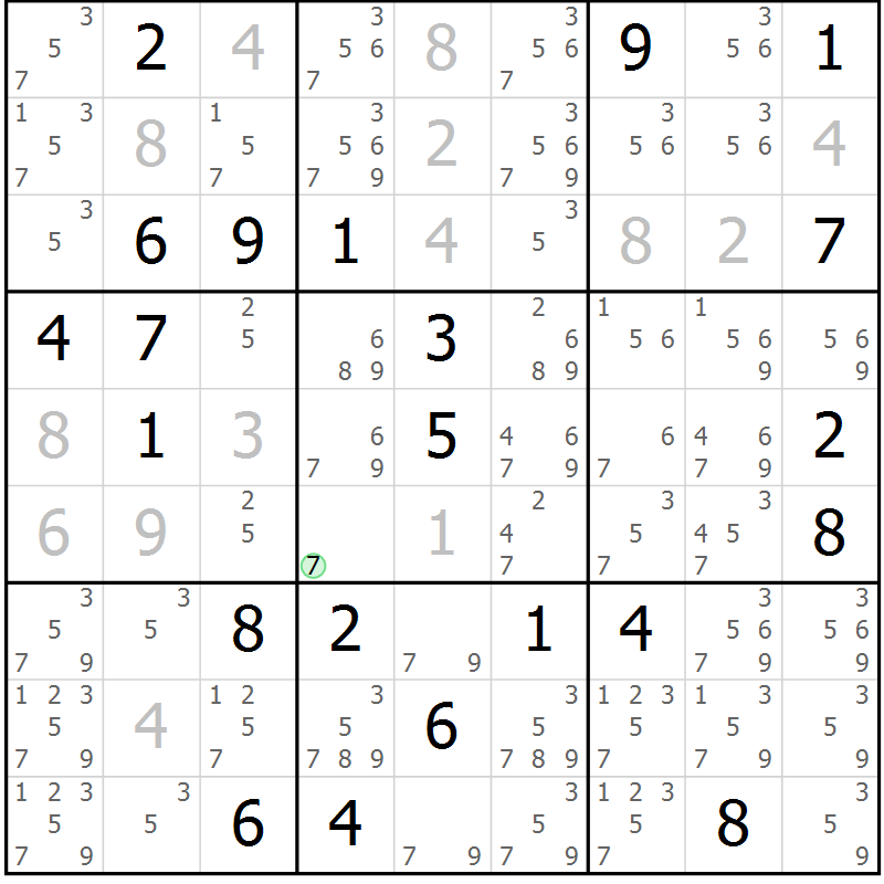 Position des candidats pour la solution de la Gr 30 page 32 du magazine de sudoku Expert n° 019