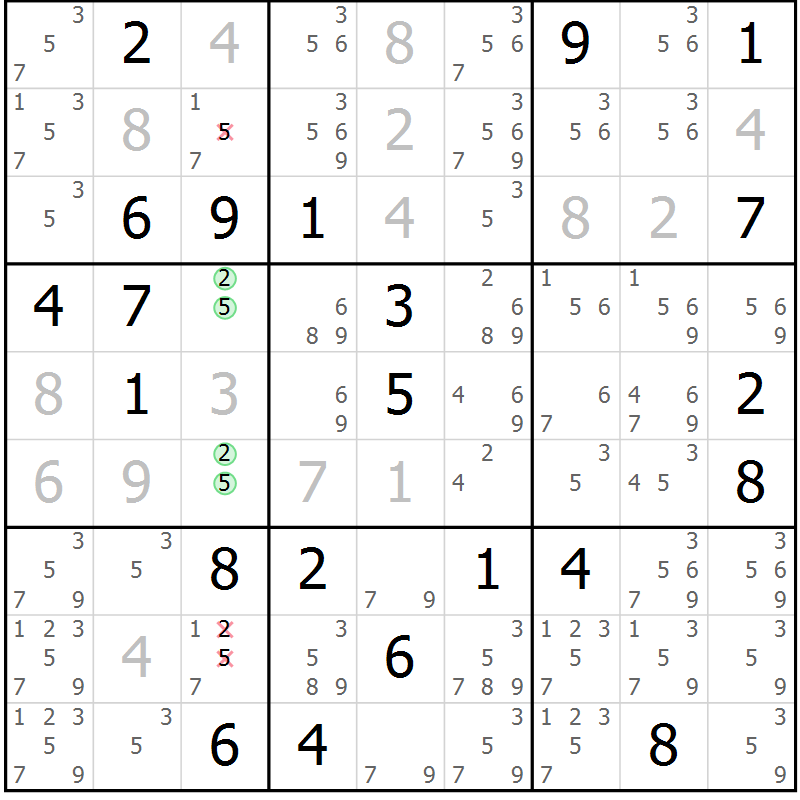 Position des candidats pour la solution de la Gr 30 page 32 du magazine de sudoku Expert n° 019
