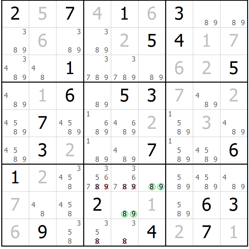 Position des candidats pour la solution de la Gr 31 page 33 du magazine de sudoku Expert n° 019