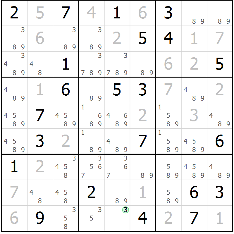 Position des candidats pour la solution de la Gr 31 page 33 du magazine de sudoku Expert n° 019