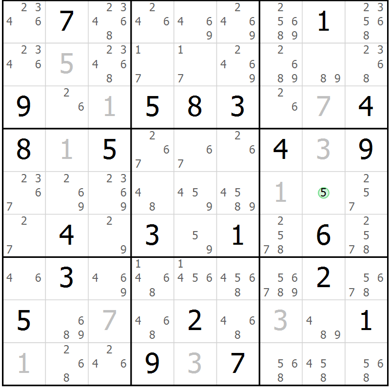 Position des candidats pour la solution de la Gr 32 page 34 du magazine de sudoku Expert n° 019
