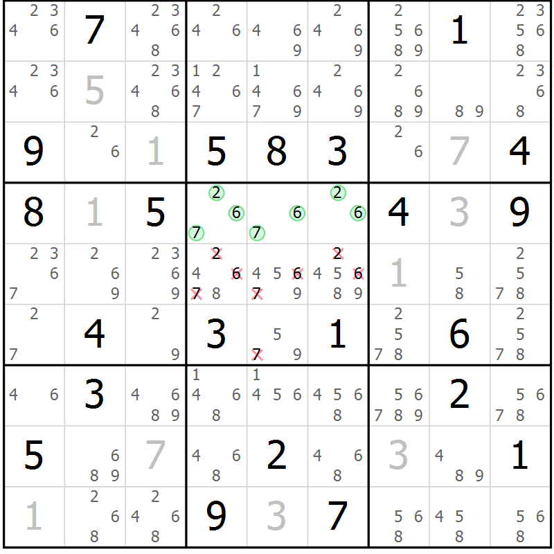 Position des candidats pour la solution de la Gr 32 page 34 du magazine de sudoku Expert n° 019