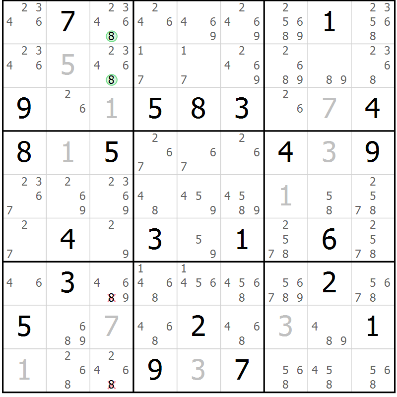 Position des candidats pour la solution de la Gr 32 page 34 du magazine de sudoku Expert n° 019