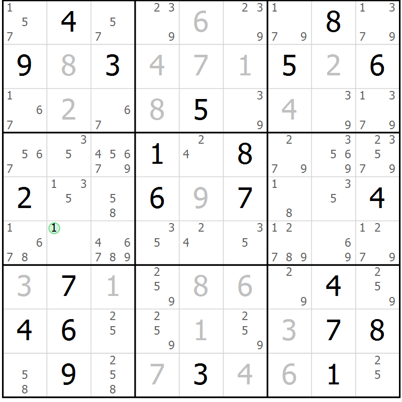 Position des candidats pour la solution de la Gr 33 page 35 du magazine de sudoku Expert n° 019