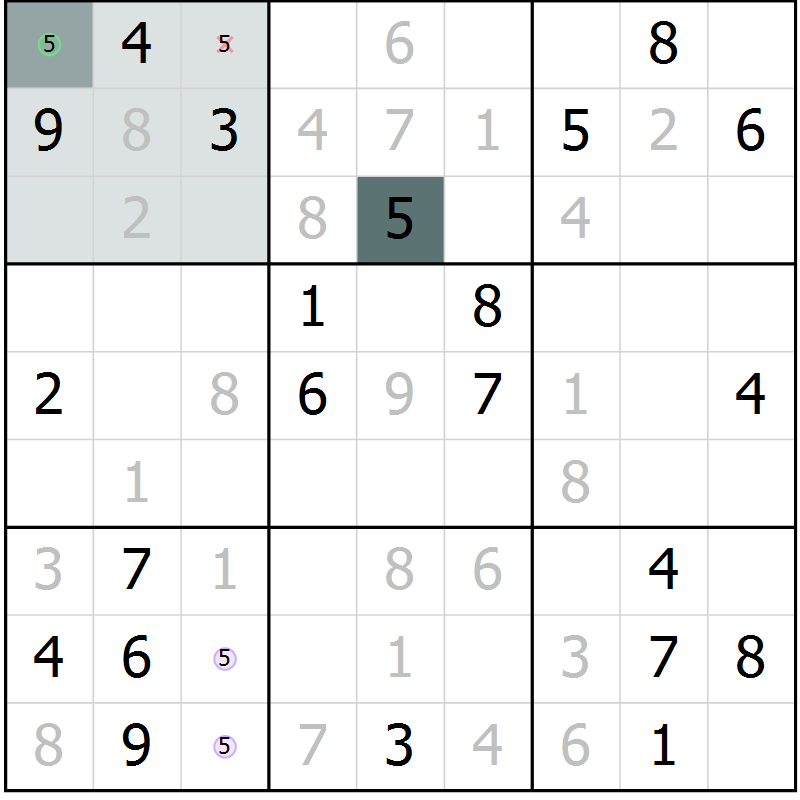 Position des candidats pour la solution de la Gr 33 page 35 du magazine de sudoku Expert n° 019