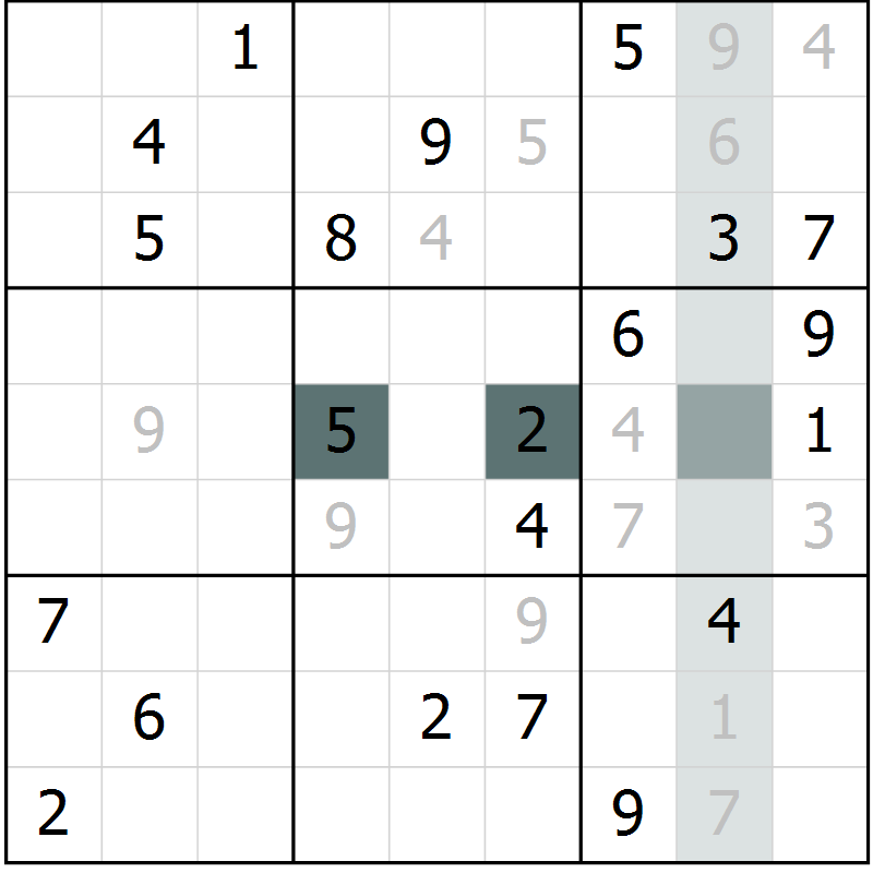 Position des candidats pour la solution de la Gr 34 page 36 du magazine de sudoku Expert n° 019