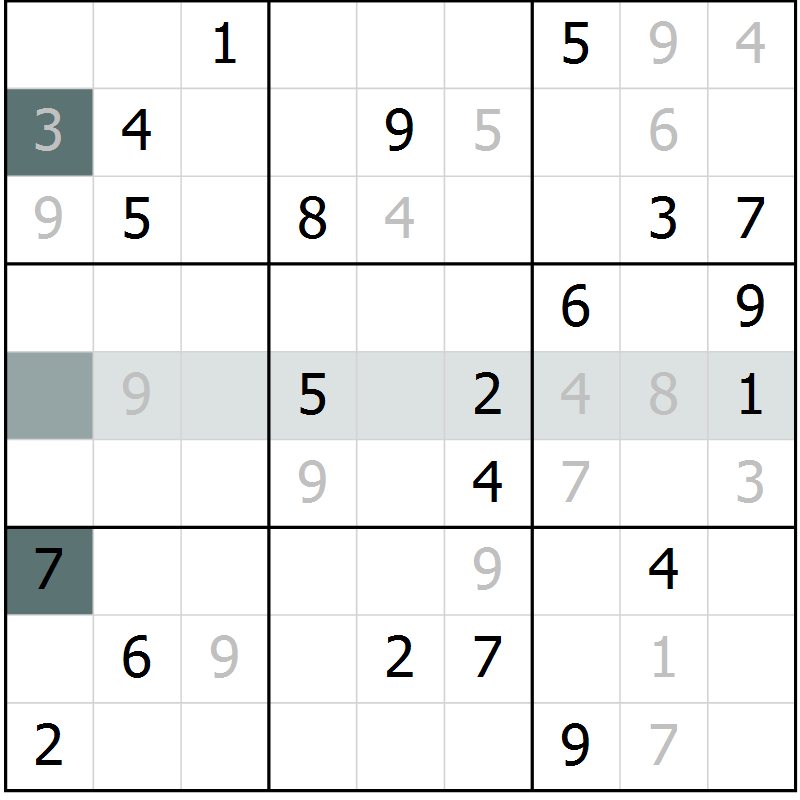 Position des candidats pour la solution de la Gr 34 page 36 du magazine de sudoku Expert n° 019
