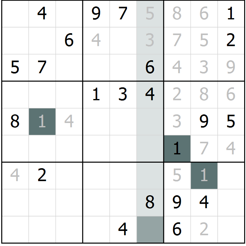 Position des candidats pour la solution de la Gr 35 page 37 du magazine de sudoku Expert n° 019