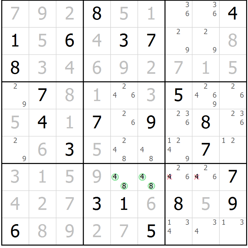 Position des candidats pour la solution de la Gr 36 page 38 du magazine de sudoku Expert n° 019