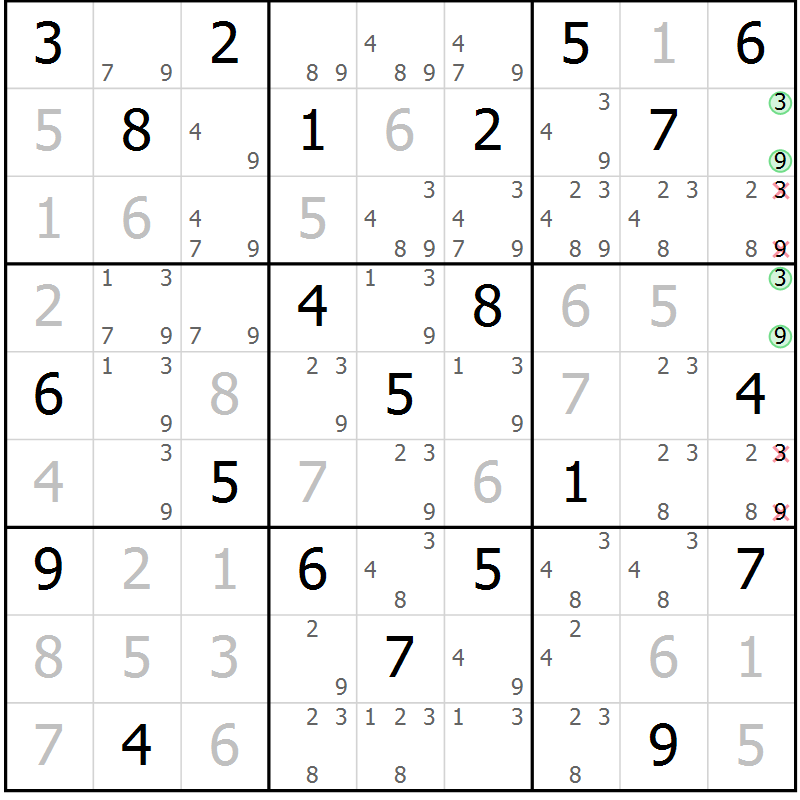 Position des candidats pour la solution de la Gr 38 page 40 du magazine de sudoku Expert n° 019