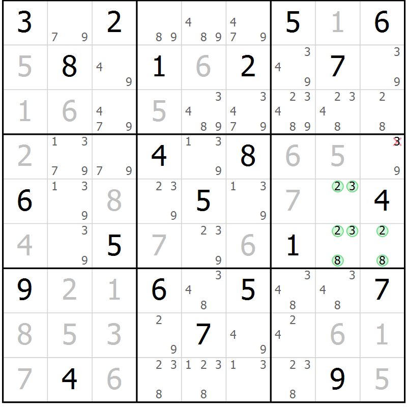 Position des candidats pour la solution de la Gr 38 page 40 du magazine de sudoku Expert n° 019