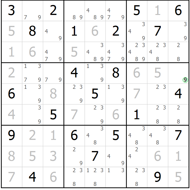 Position des candidats pour la solution de la Gr 38 page 40 du magazine de sudoku Expert n° 019
