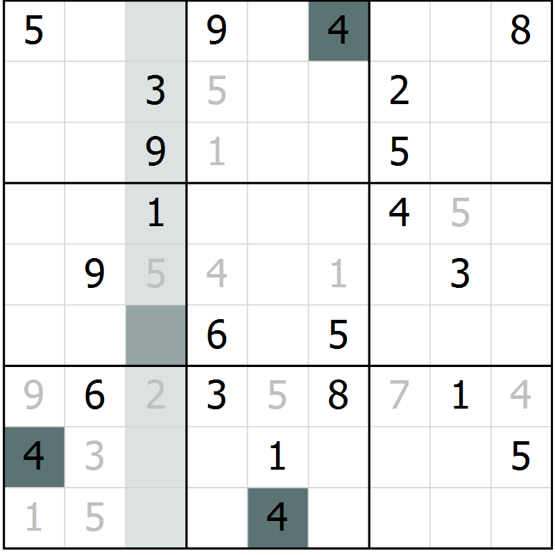 Position des candidats pour la solution de la Gr 39 page 41 du magazine de sudoku Expert n° 019