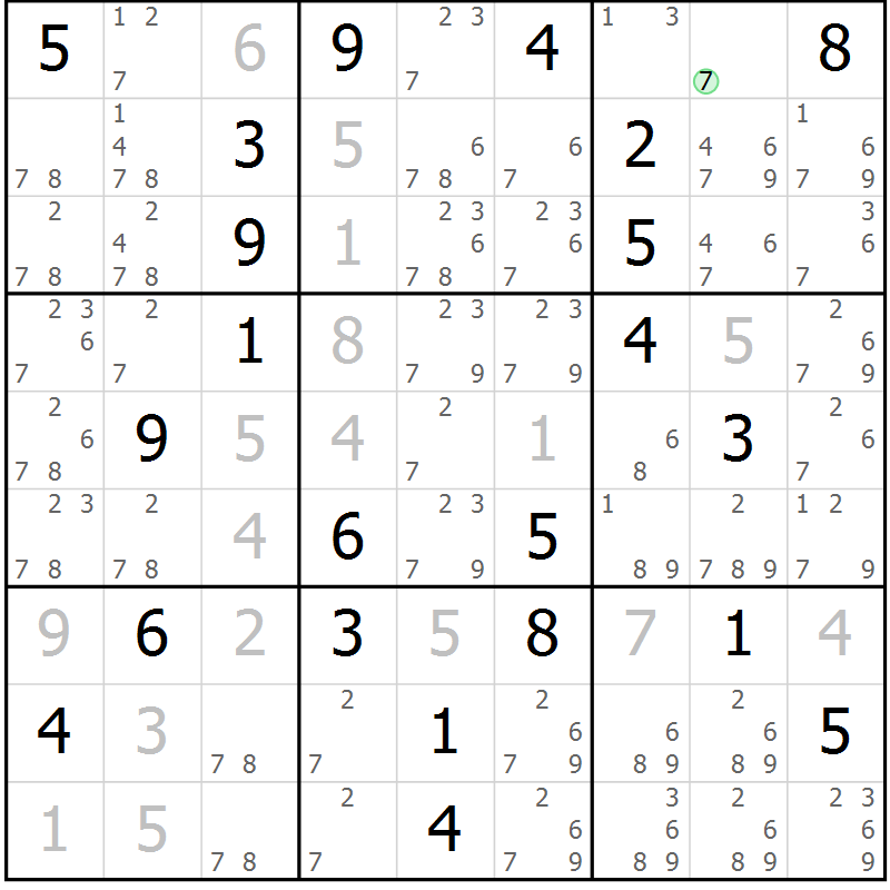 Position des candidats pour la solution de la Gr 39 page 41 du magazine de sudoku Expert n° 019