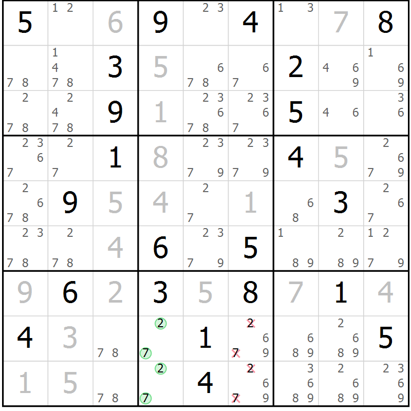 Position des candidats pour la solution de la Gr 39 page 41 du magazine de sudoku Expert n° 019