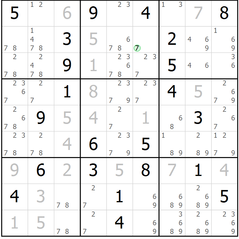 Position des candidats pour la solution de la Gr 39 page 41 du magazine de sudoku Expert n° 019