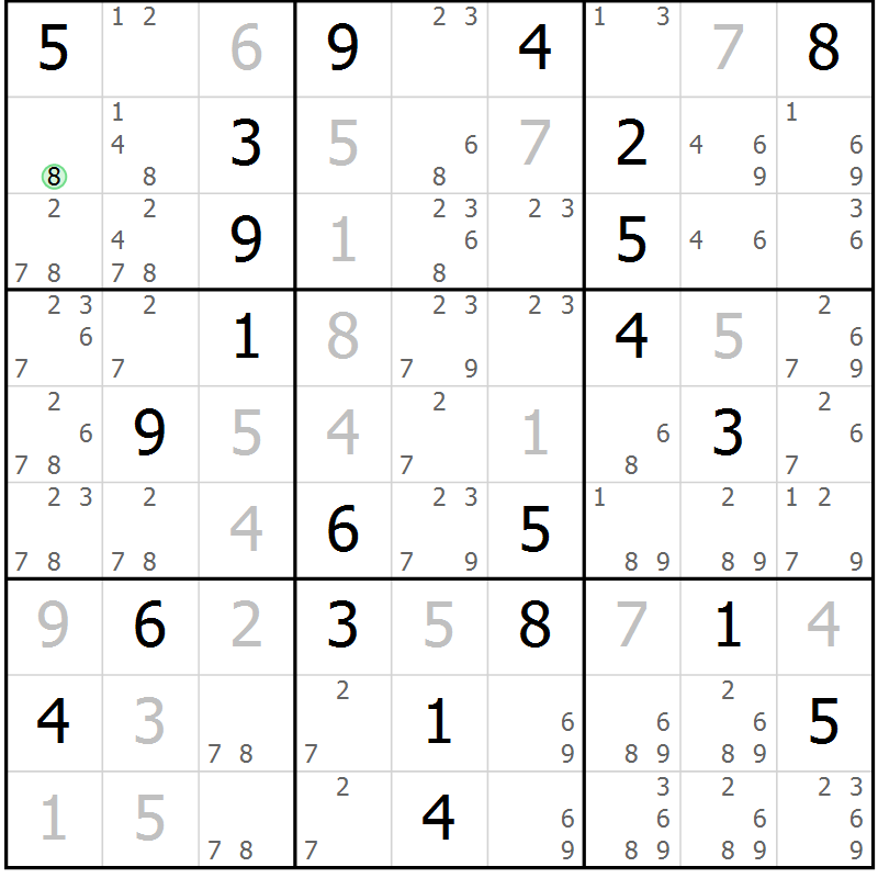 Position des candidats pour la solution de la Gr 39 page 41 du magazine de sudoku Expert n° 019