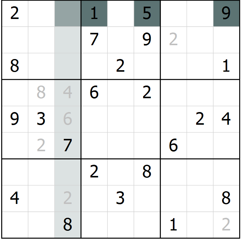 Position des candidats pour la solution de la Gr 4 page 6 du magazine de sudoku Expert n° 019