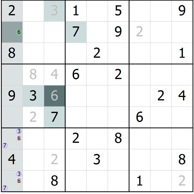 Position des candidats pour la solution de la Gr 4 page 6 du magazine de sudoku Expert n° 019