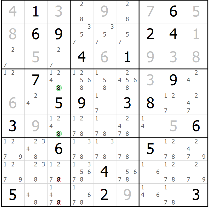 Position des candidats pour la solution de la Gr 40 page 42 du magazine de sudoku Expert n° 019