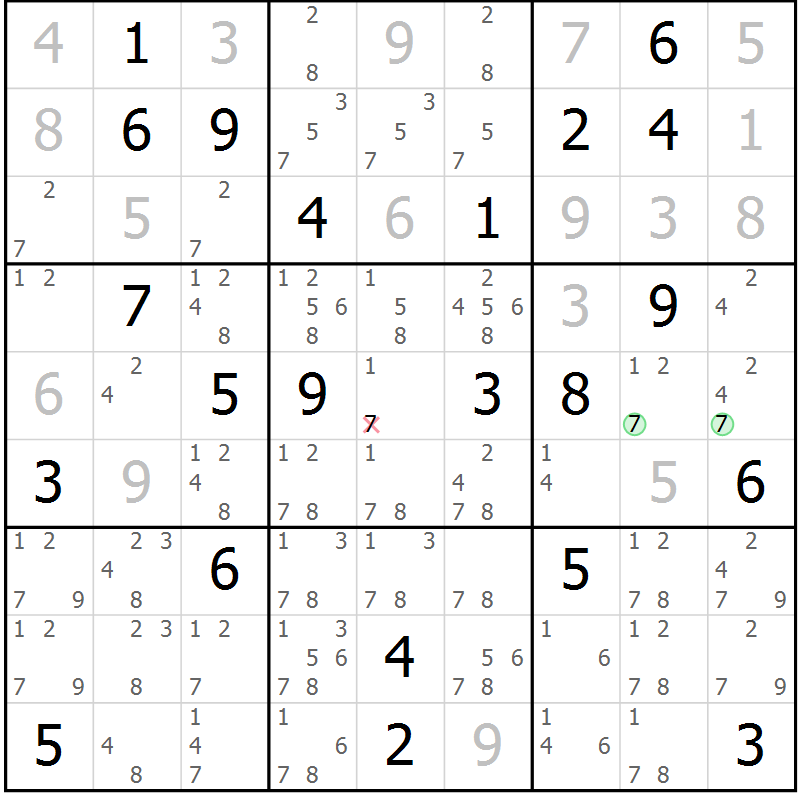 Position des candidats pour la solution de la Gr 40 page 42 du magazine de sudoku Expert n° 019