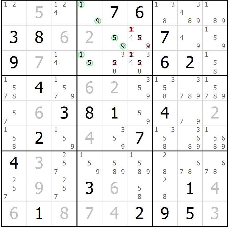 Position des candidats pour la solution de la Gr 41 page 43 du magazine de sudoku Expert n° 019