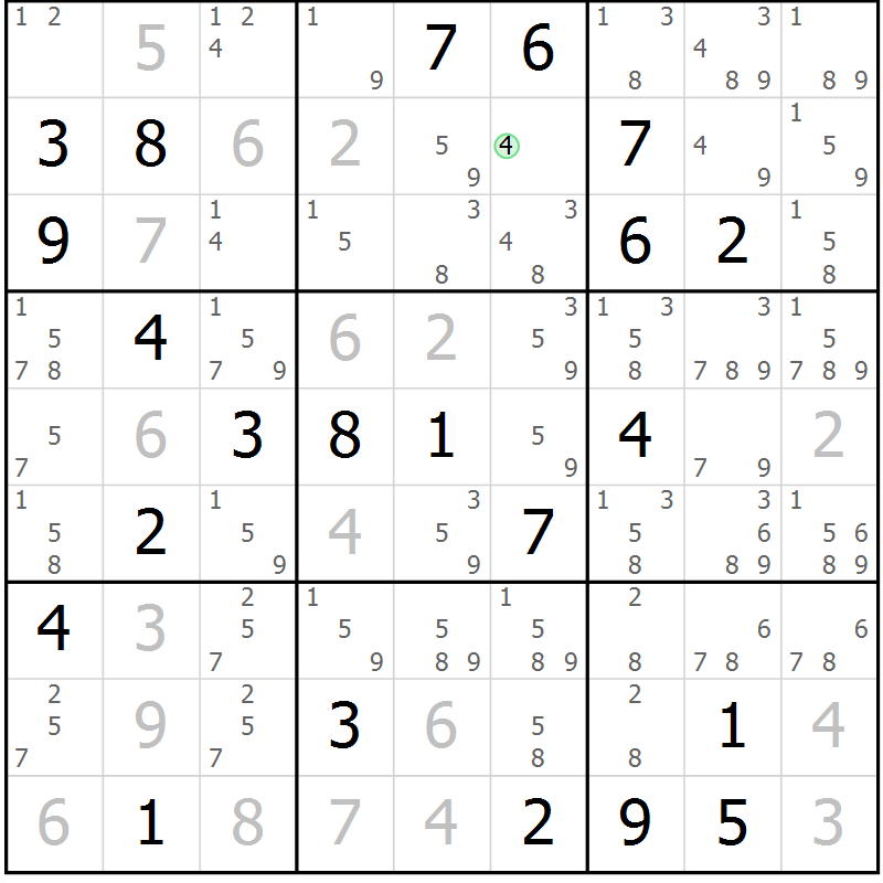 Position des candidats pour la solution de la Gr 41 page 43 du magazine de sudoku Expert n° 019