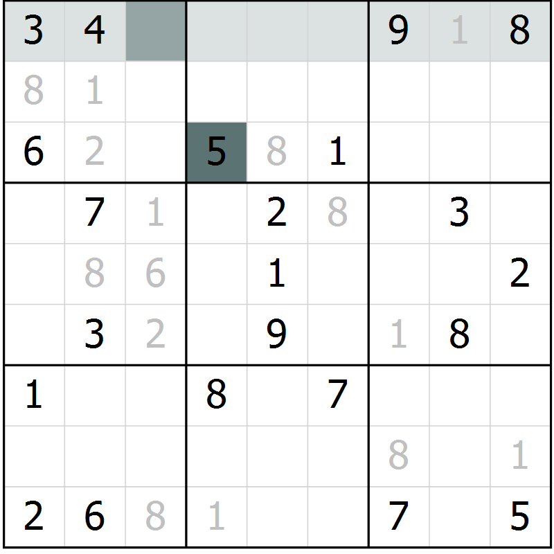 Position des candidats pour la solution de la Gr 42 page 44 du magazine de sudoku Expert n° 019