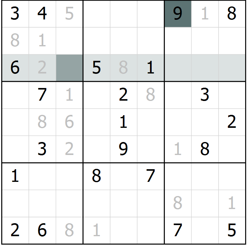 Position des candidats pour la solution de la Gr 42 page 44 du magazine de sudoku Expert n° 019