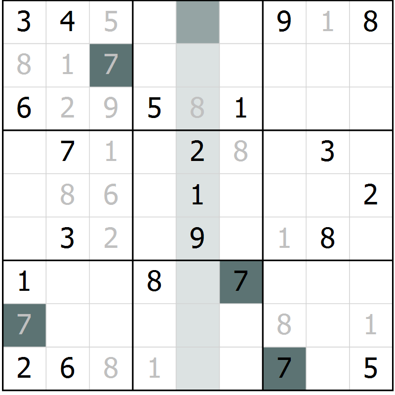 Position des candidats pour la solution de la Gr 42 page 44 du magazine de sudoku Expert n° 019