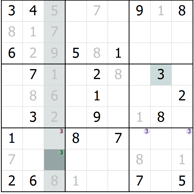 Position des candidats pour la solution de la Gr 42 page 44 du magazine de sudoku Expert n° 019