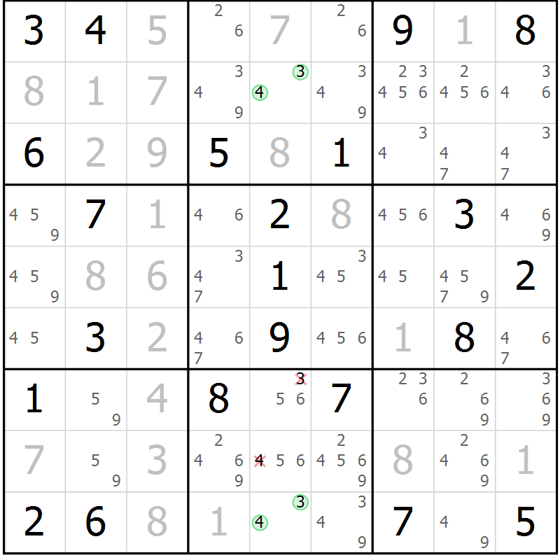Position des candidats pour la solution de la Gr 42 page 44 du magazine de sudoku Expert n° 019
