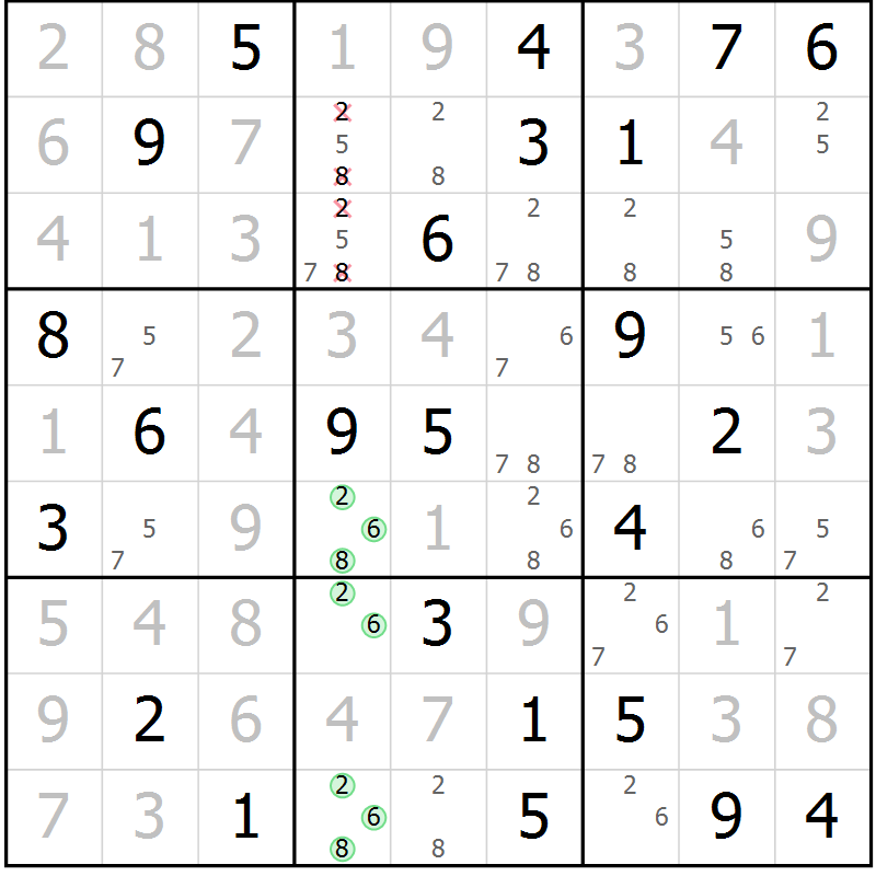 Position des candidats pour la solution de la Gr 43 page 45 du magazine de sudoku Expert n° 019