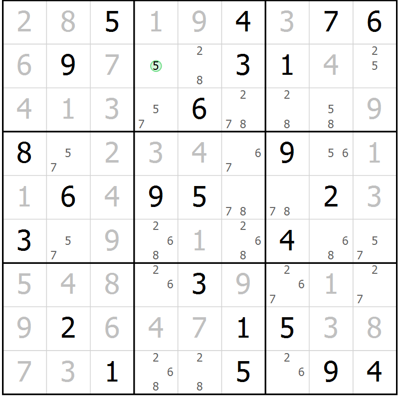 Position des candidats pour la solution de la Gr 43 page 45 du magazine de sudoku Expert n° 019