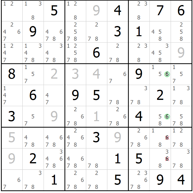 Position des candidats pour la solution de la Gr 43 page 45 du magazine de sudoku Expert n° 019