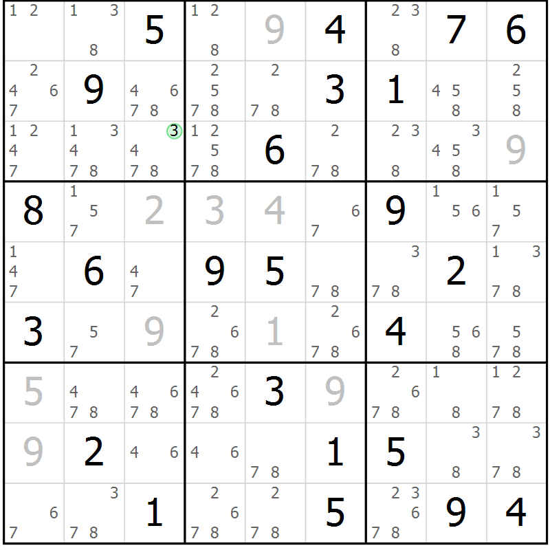 Position des candidats pour la solution de la Gr 43 page 45 du magazine de sudoku Expert n° 019
